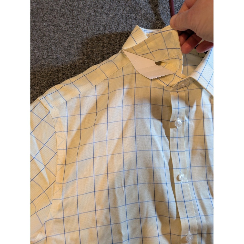 Charles Tyrwhitt Shirt Mens Slim Fit Long Sleeve Button Up 15.5 / 36 Yellow Chk - Picture 6 of 11
